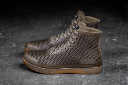 NOBULL High-top Sand Leather Trainer - Sneakersy Damskie Brązowe | PL-XSpxSpp